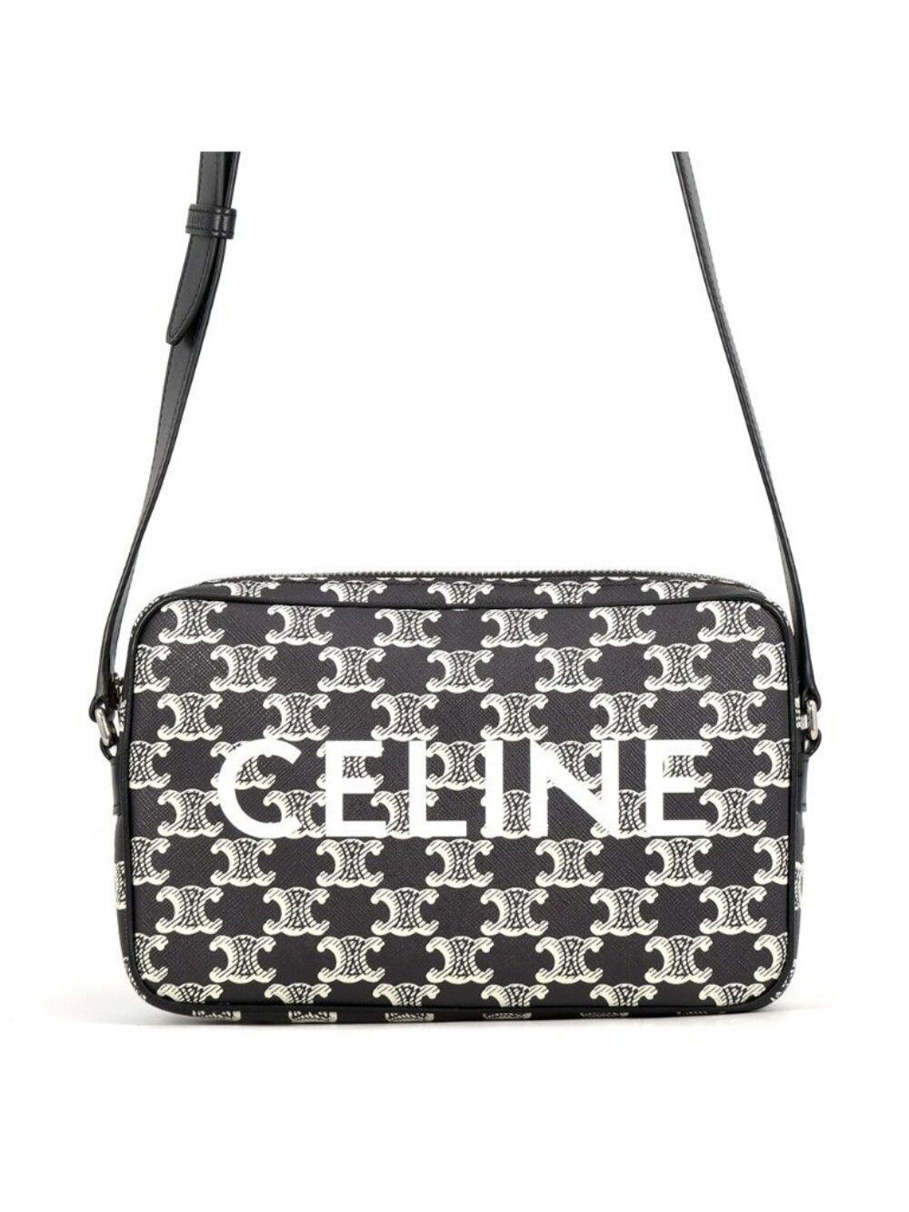 Celine Shoulder Bag Triomphe Horizontal Black White
